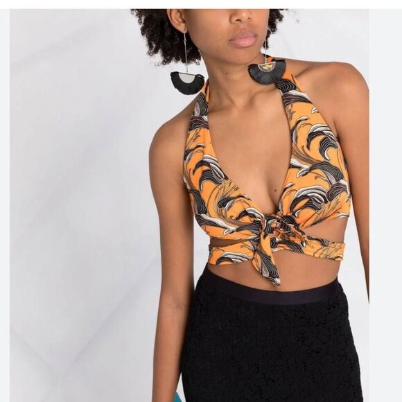 Paco Rabanne Floral Halter Crop Top size 6 NWT $395 - Picture 9 of 11